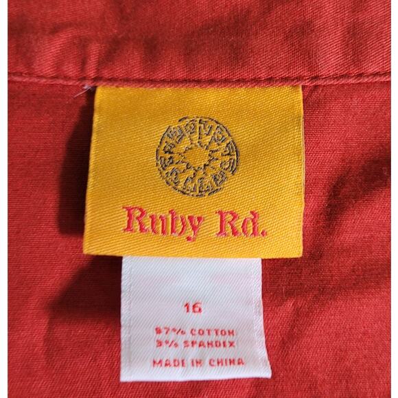 Ruby Rd Red Mandarin Collar Jacket Sz 16 Statement Blazer Modern Contemporary - Picture 7 of 10